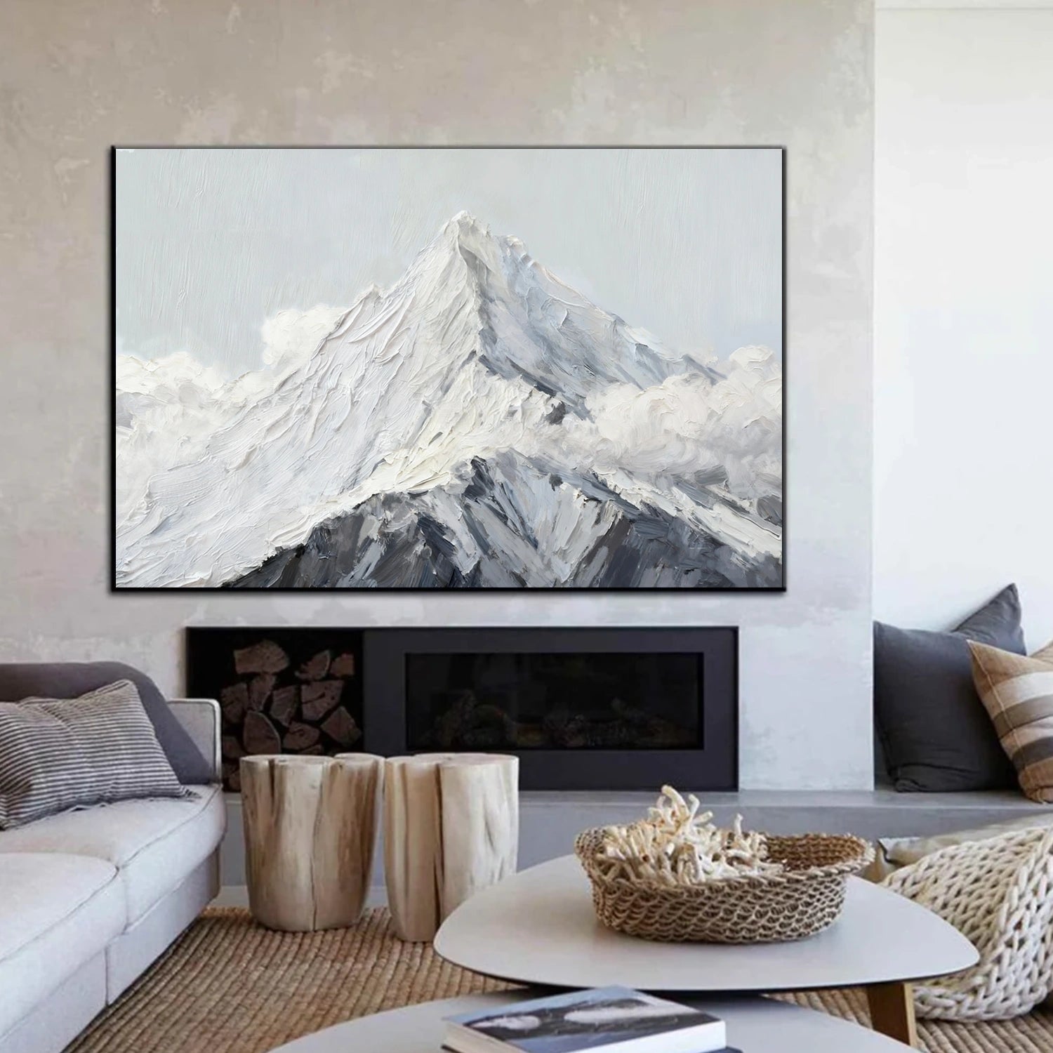 Minimalist Mountain Textured Canvas Art #BT059