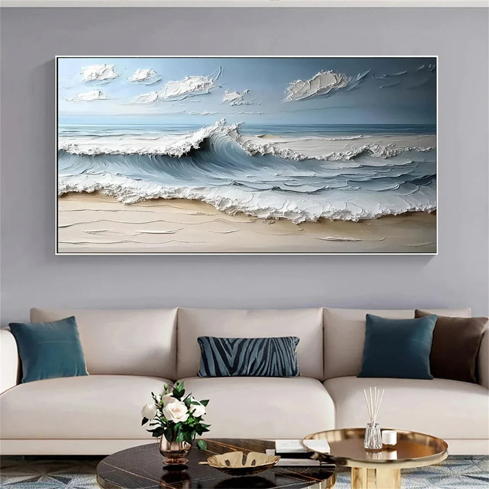 Abstract Ocean And Sky Textured Canvas Art # OC009