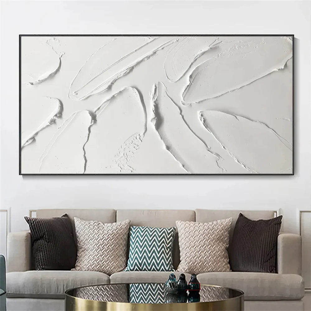 White Minimalist Textured Wall Art #WM059