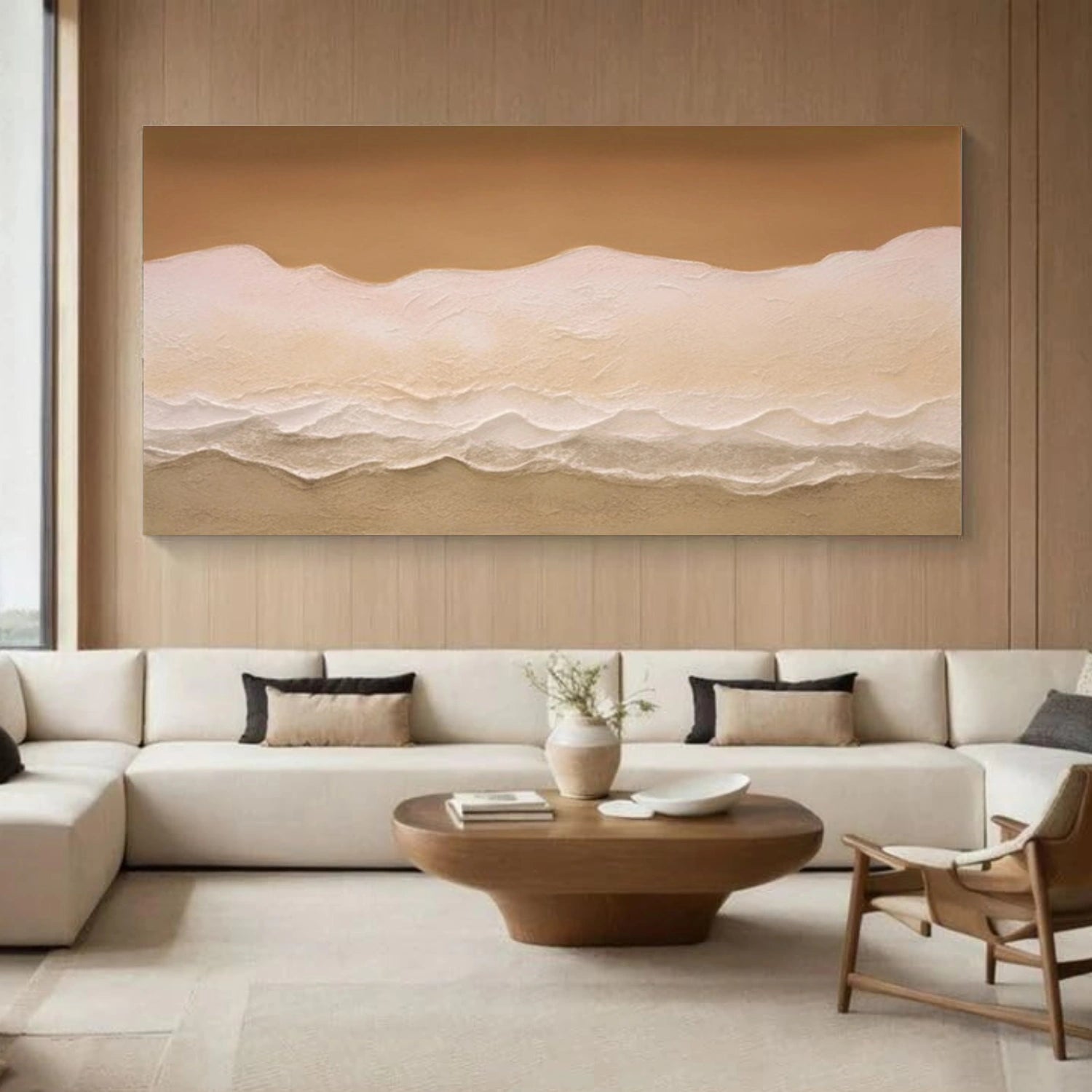 Minimalist Ocean And Sky Textured Canvas Art #OC179