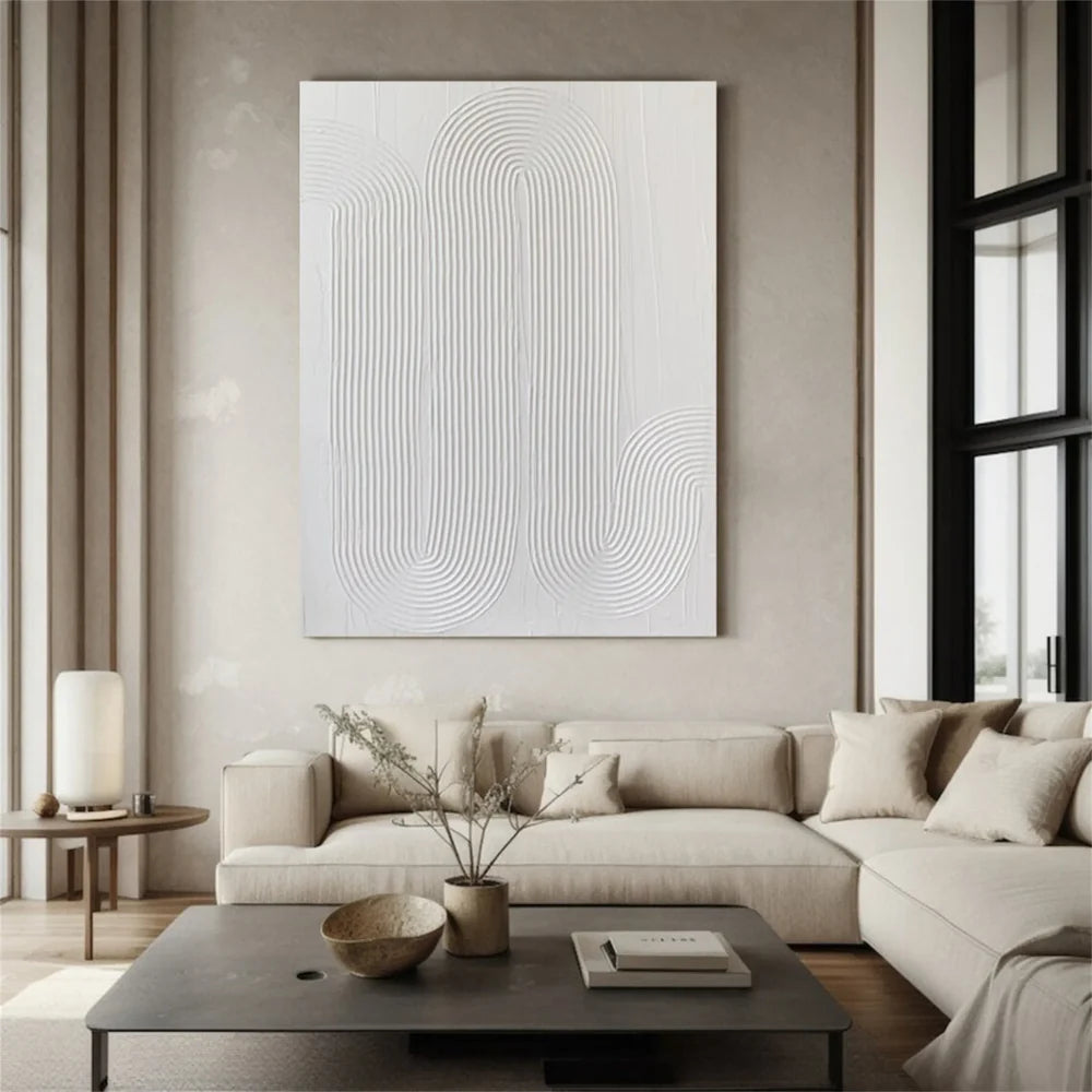 White Minimalist Textured Wall Art #WM072