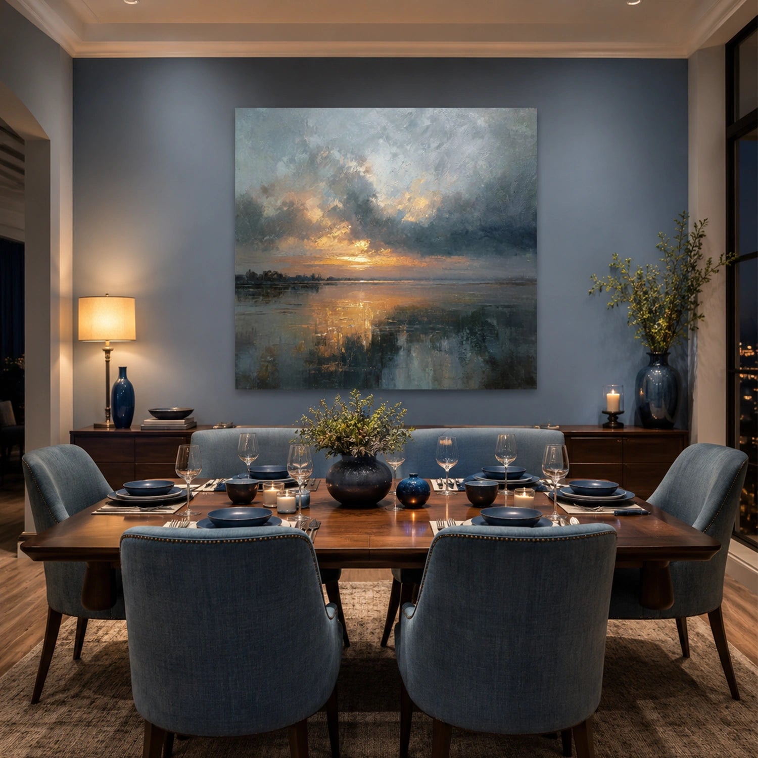 Abstract Ocean And Sky Canvas Art #OC200