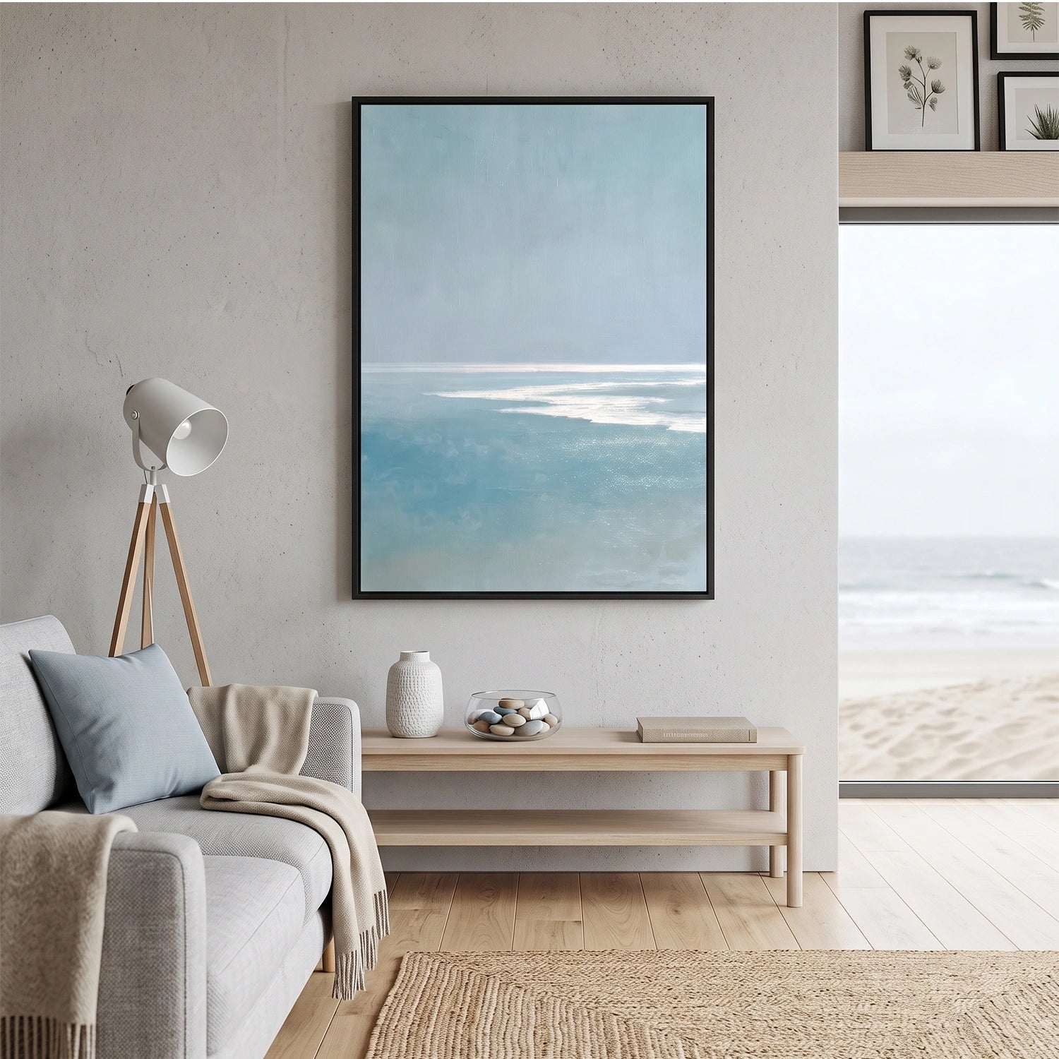 Minimalist Ocean And Sky Textured Canvas Art #OC187