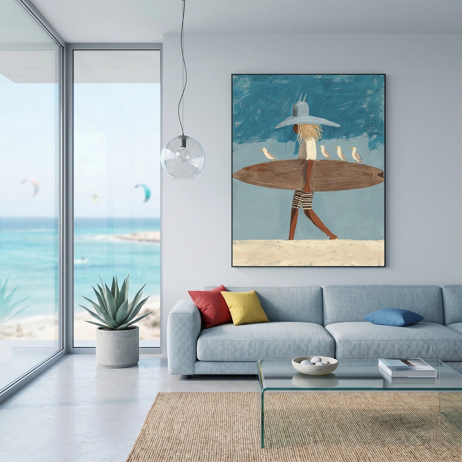 Surfing Sport Textured Canvas Painting #PB091