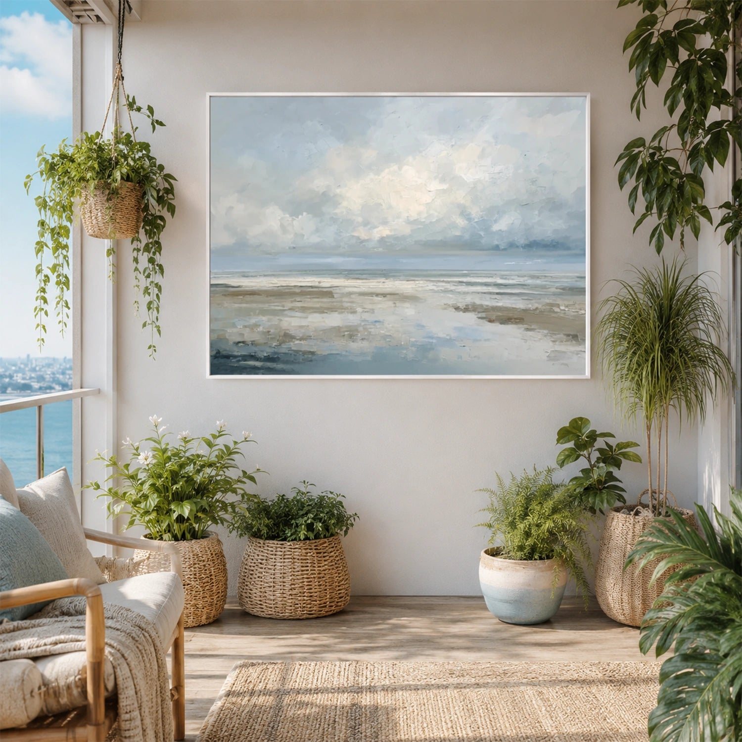 Abstract Ocean And Sky Canvas Art #OC212