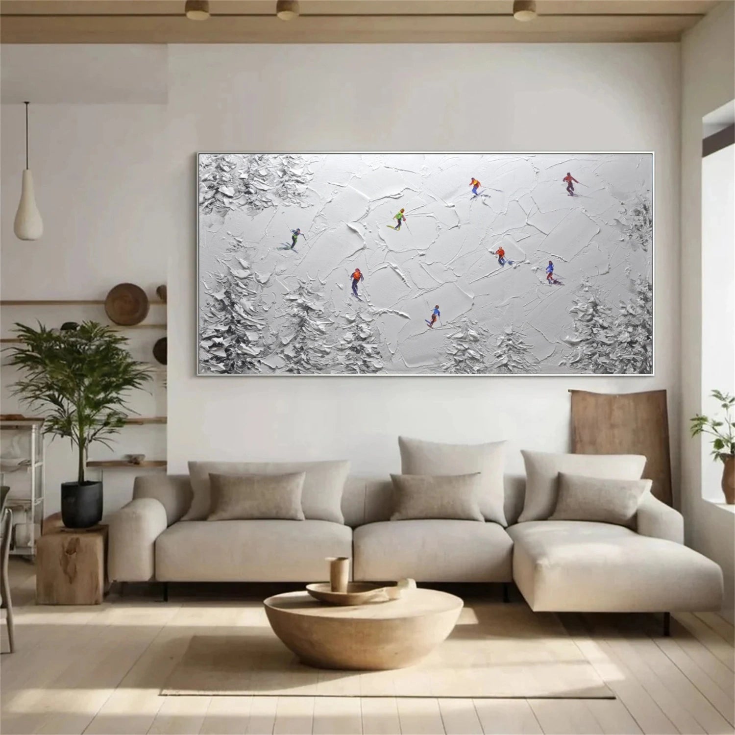 Skiing Sport Textured Canvas Painting #PB049