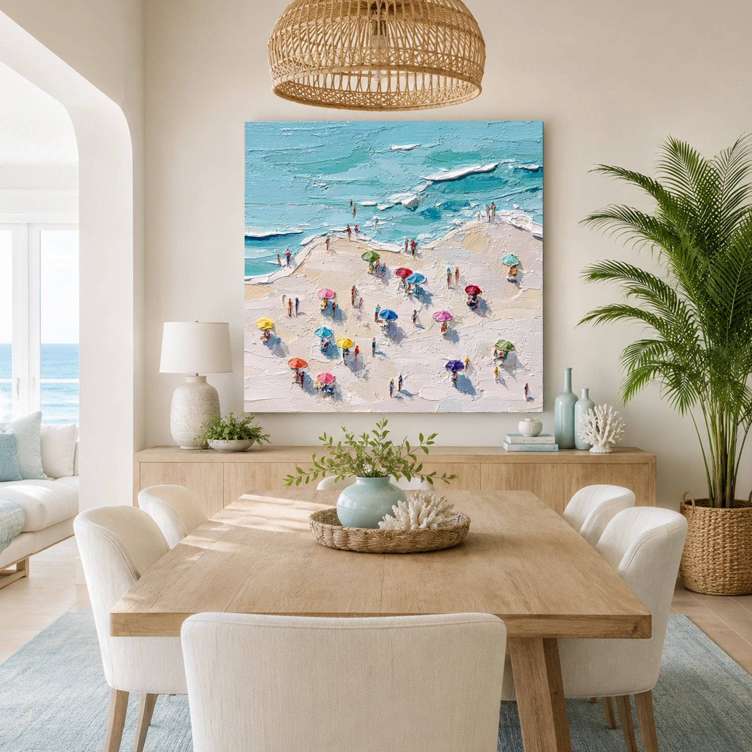 Abstract Ocean And Sky Textured Canvas Art #OC194