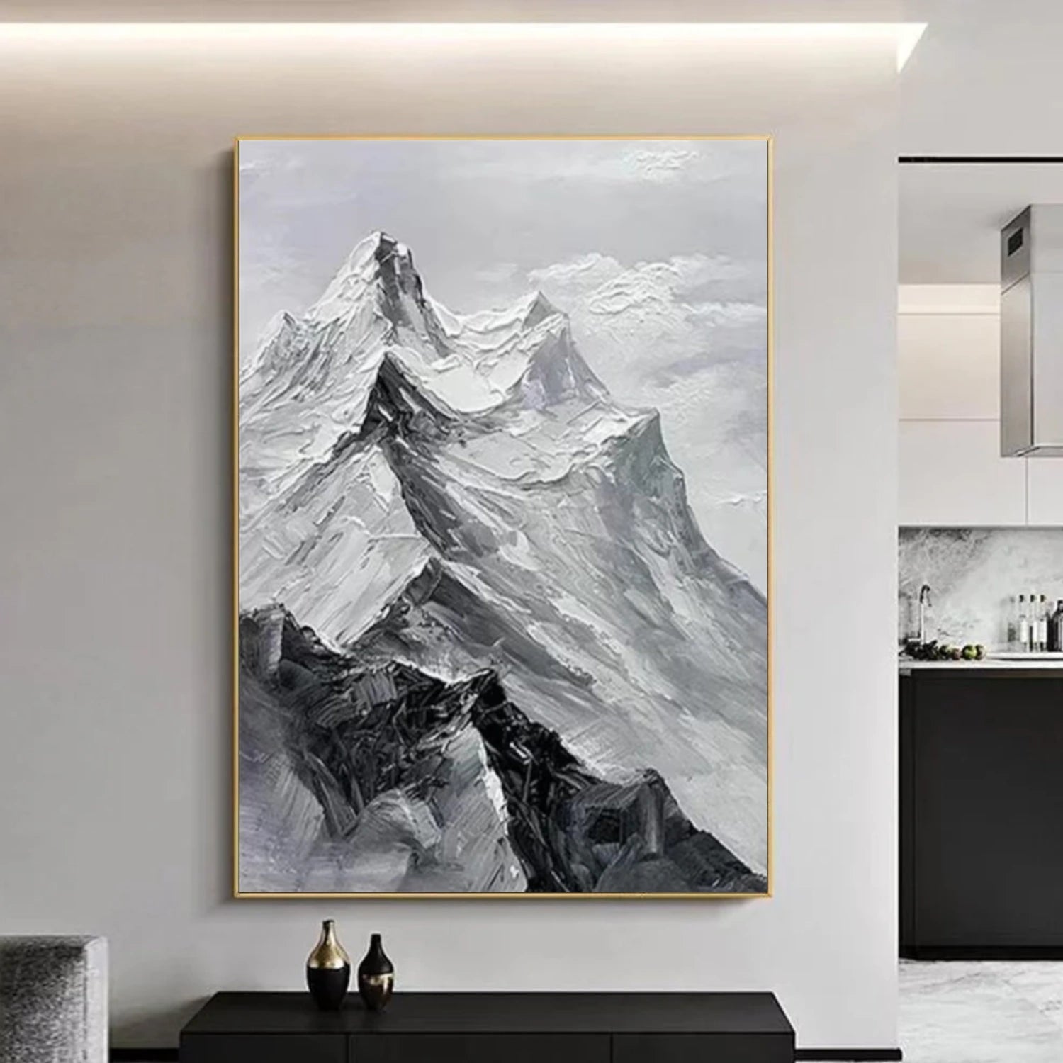 Minimalist Mountain Textured Canvas Art #BT048