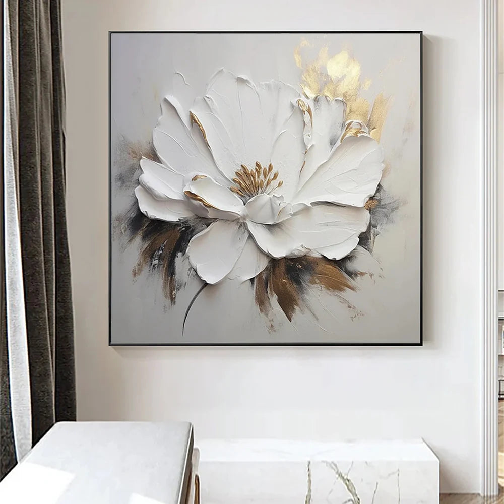 Minimalist Flower And Tree Textured Canvas Art #MF018