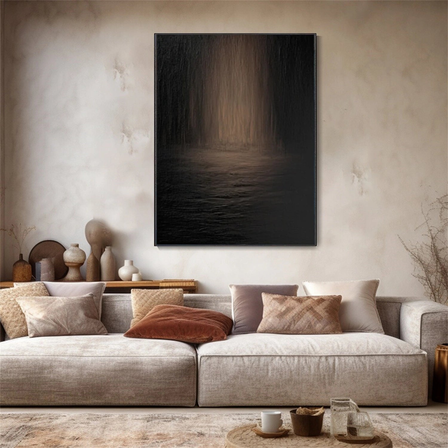 Black Minimalist Textured Canvas Art #WZ115