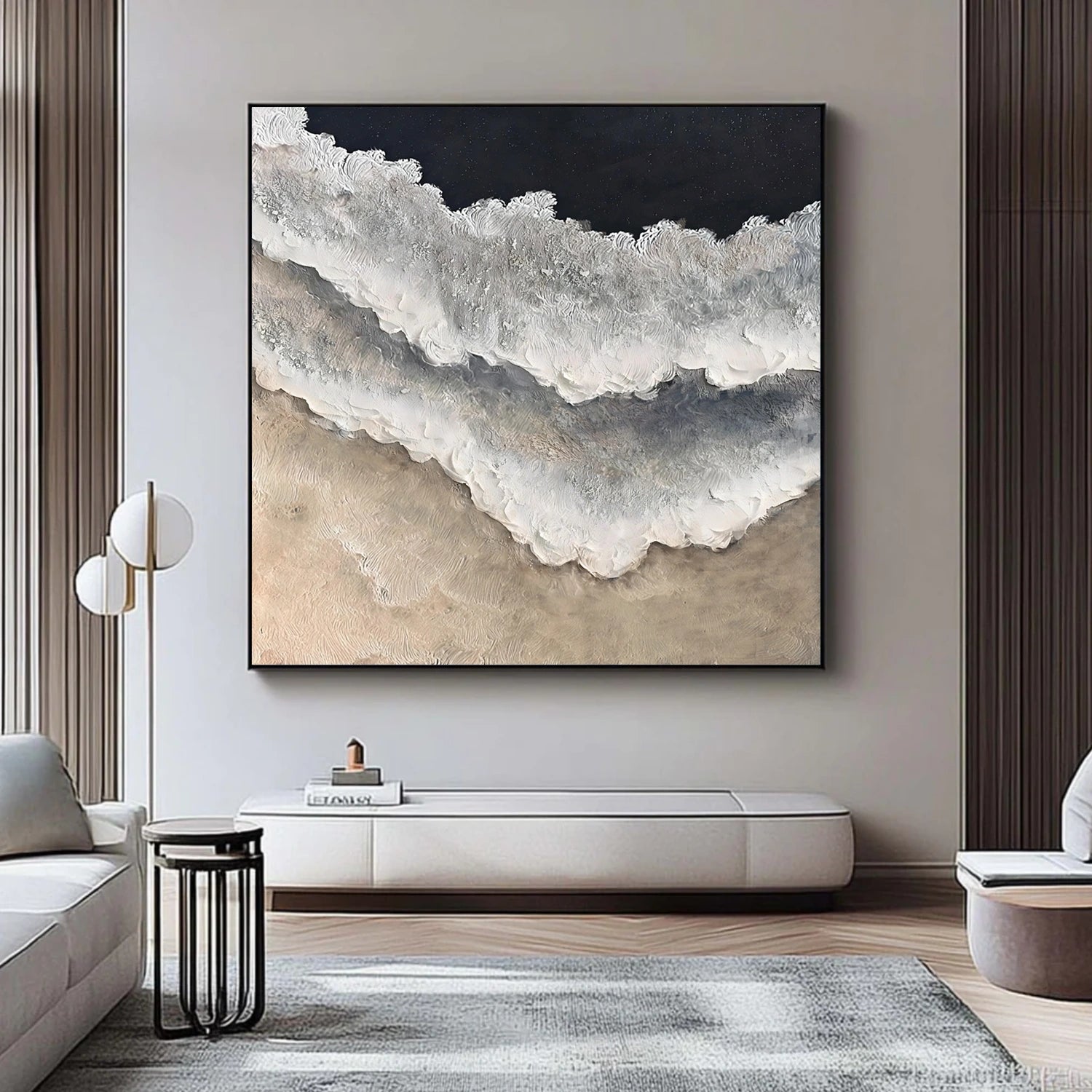 Minimalist Ocean And Sky Textured Canvas Art #OC167