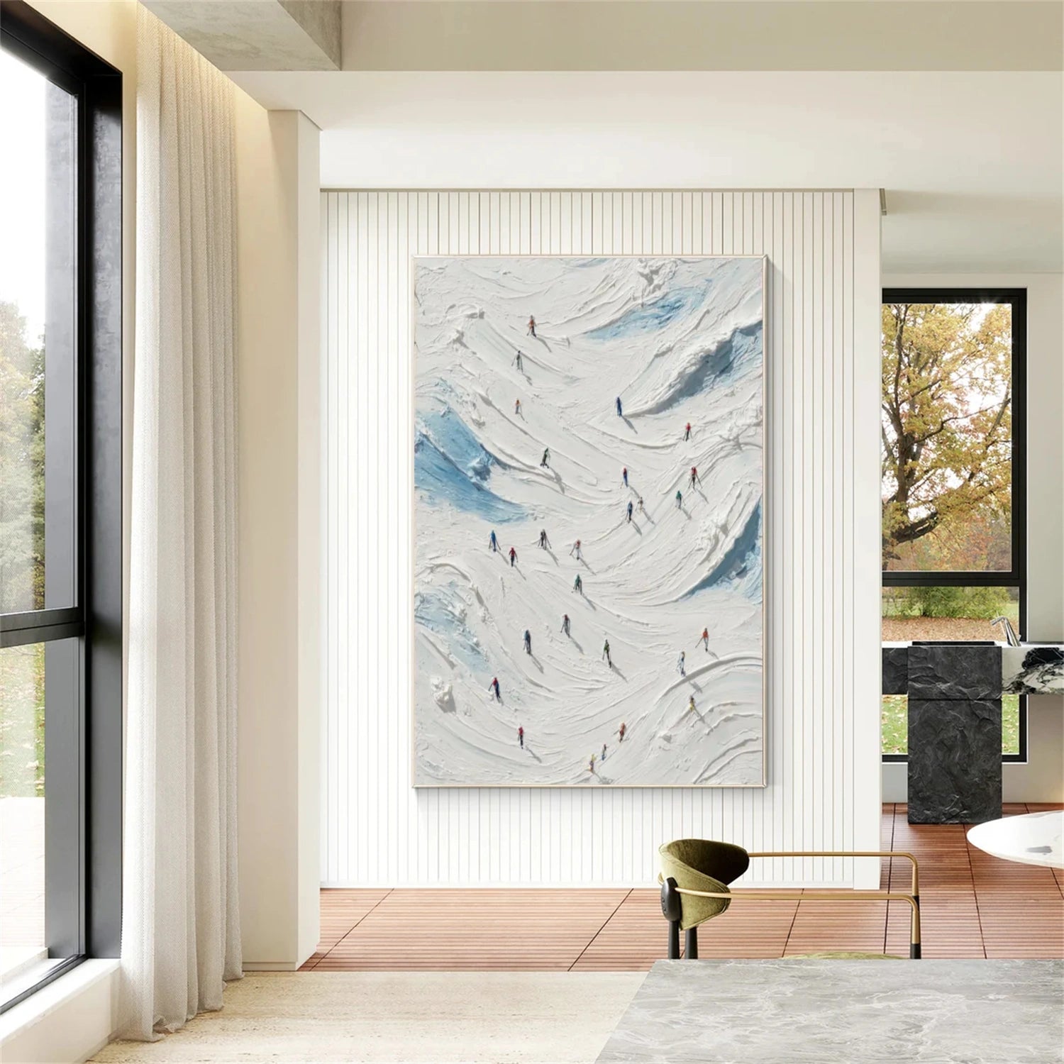 Skiing Sport Textured Canvas Painting #PB032