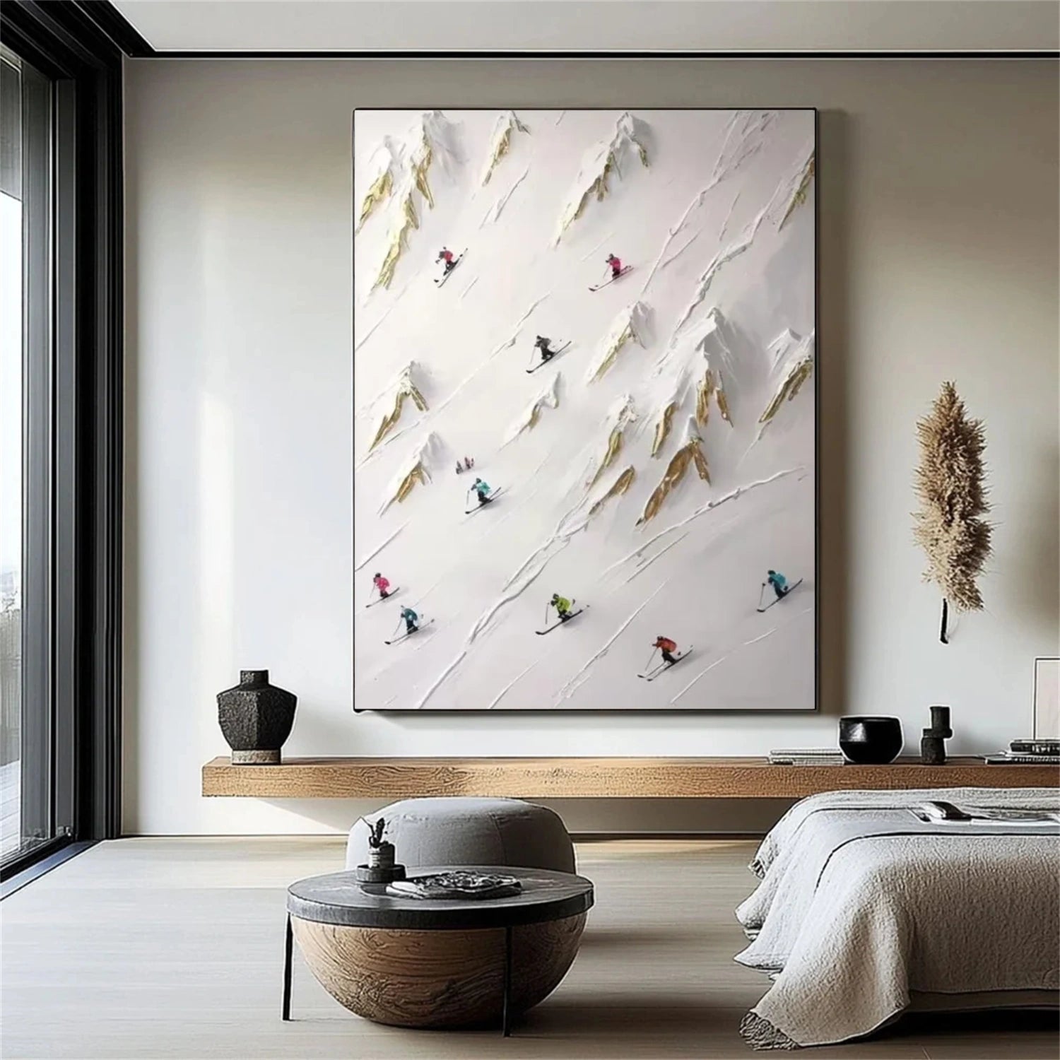 Skiing Sport Textured Canvas Painting #PB040