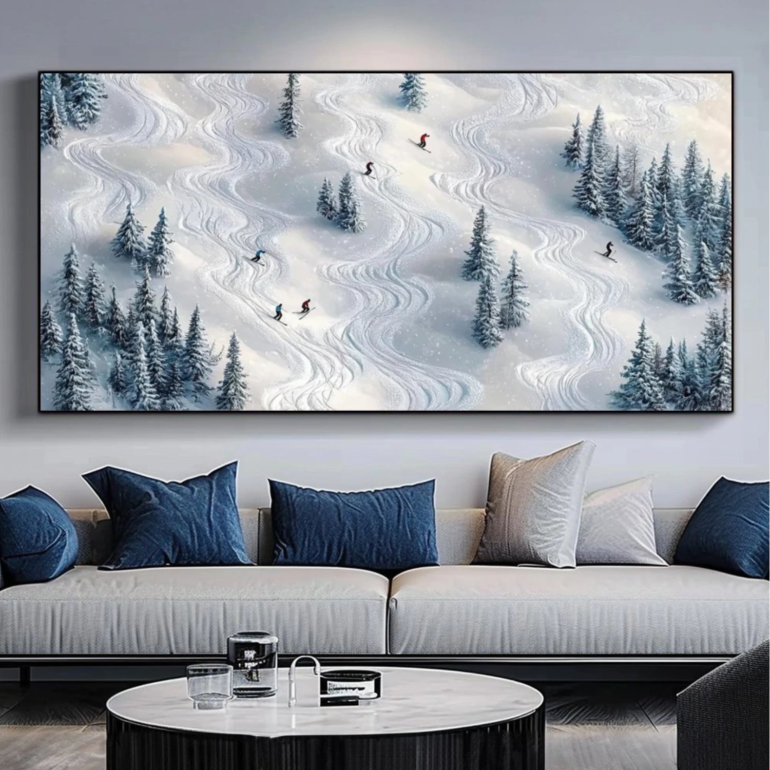 Skiing Sport Textured Canvas Painting #PB060