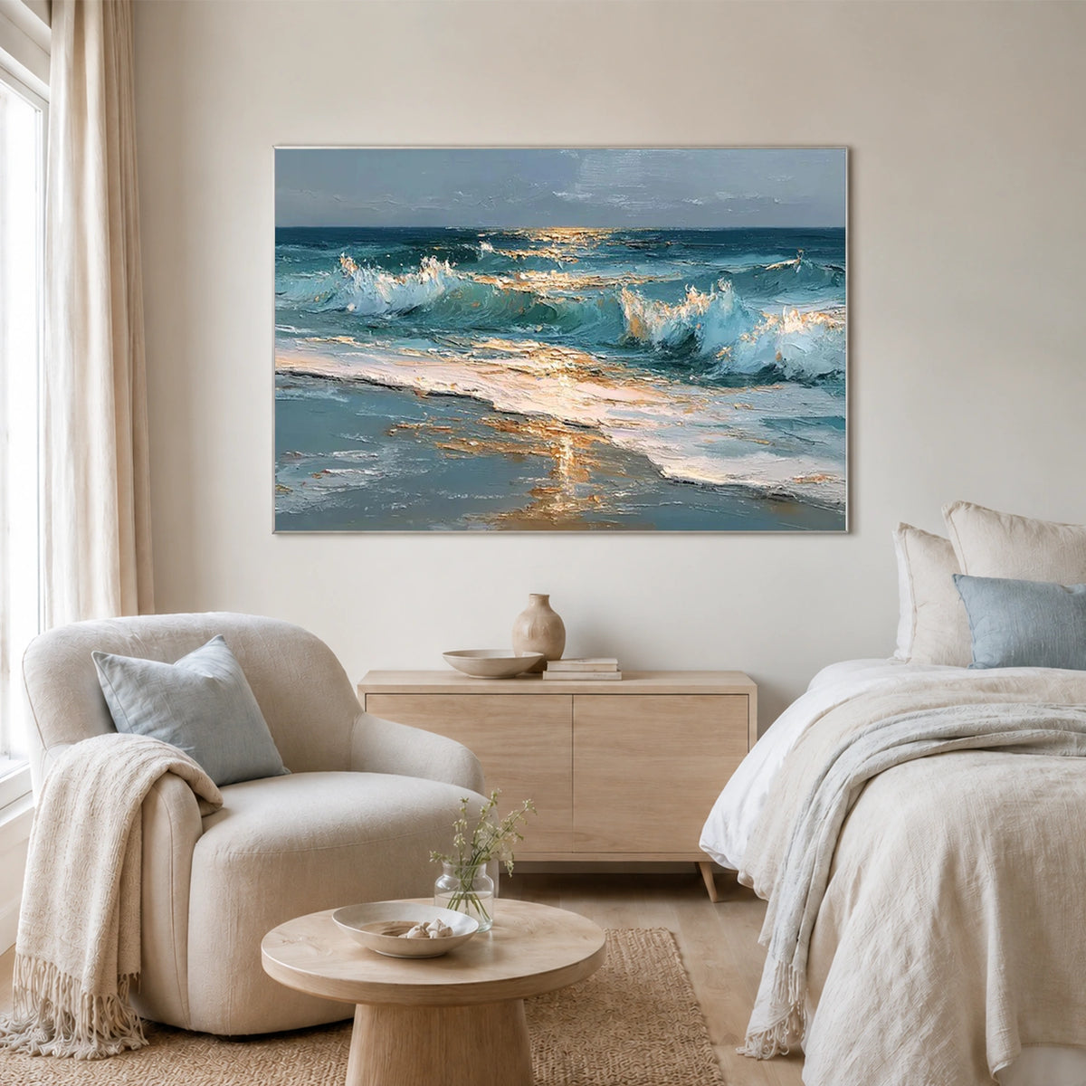 Abstract Ocean And Sky Textured Canvas Art #OC231