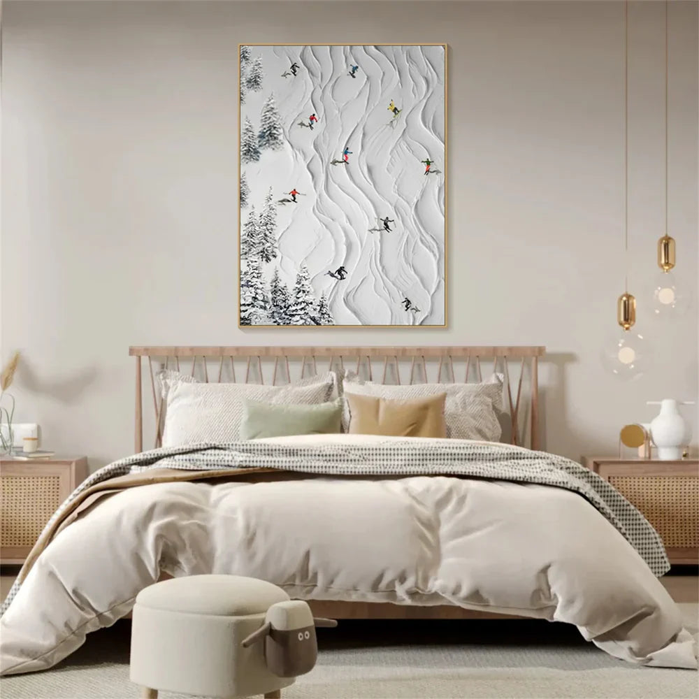 Skiing Sport Textured Canvas Painting #PB007