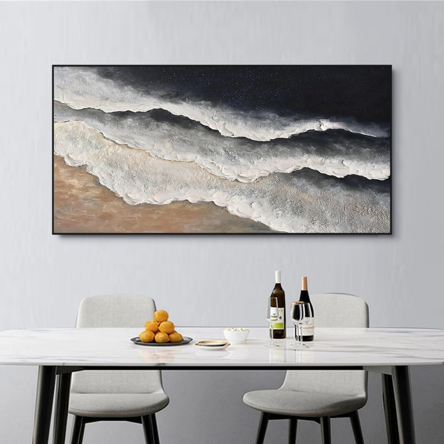 Minimalist Ocean And Sky Textured Canvas Art #OC162