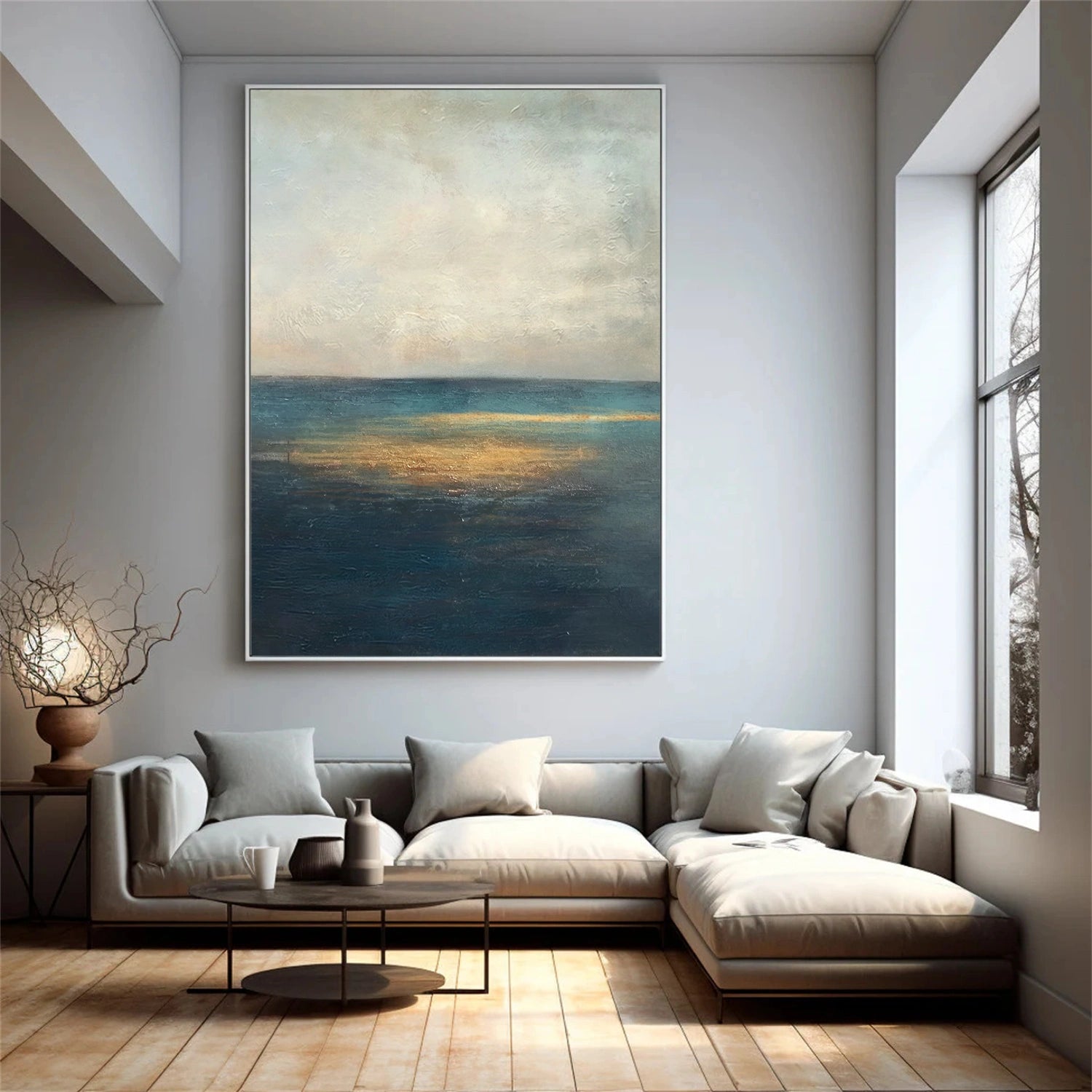 Blue and Gold Abstract Wall Art #VA209