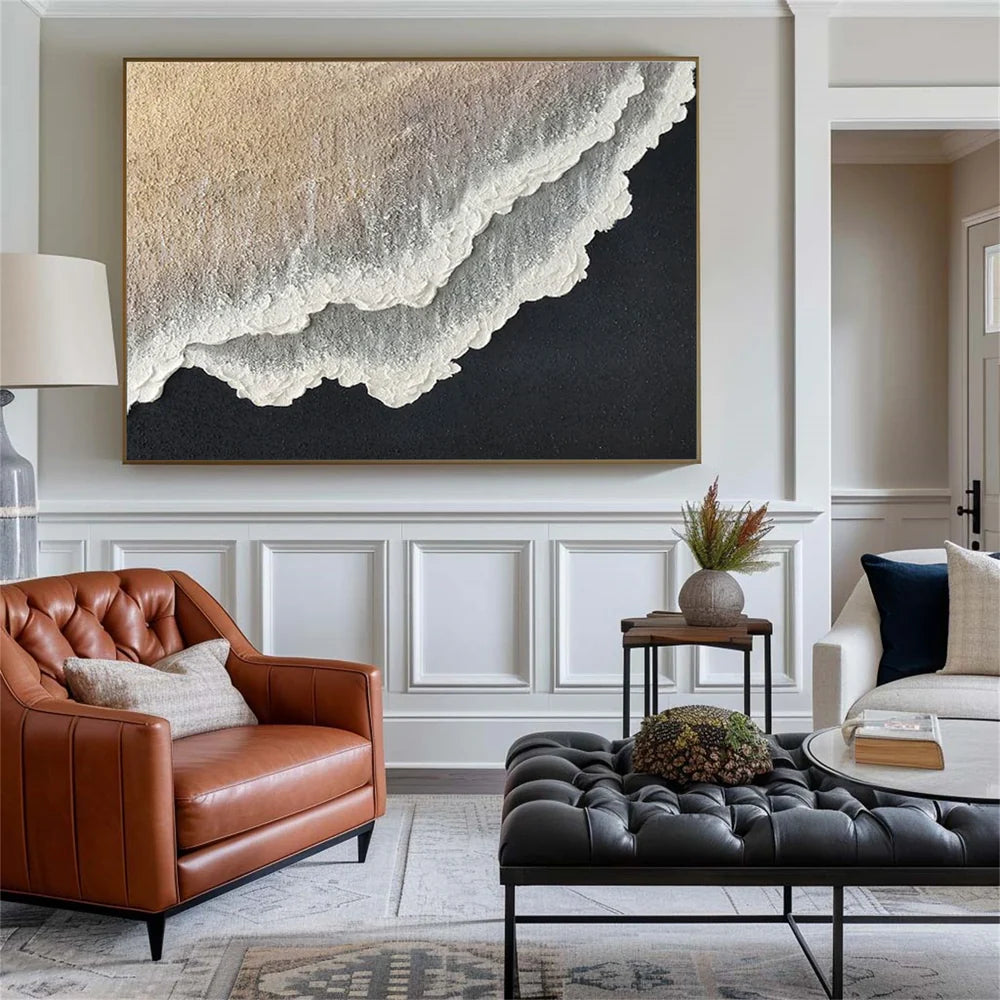 Minimalist Ocean And Sky Textured Canvas Art #OC036