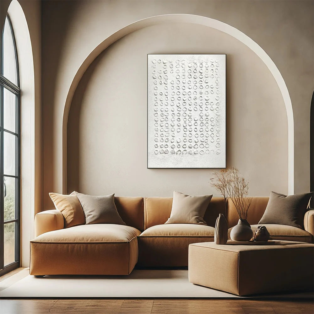 White Minimalist Textured Wall Art #WM050