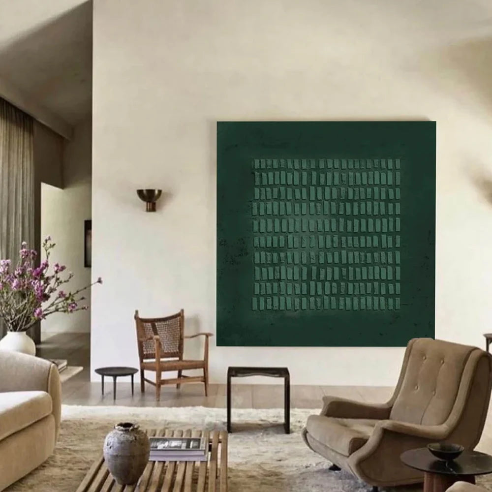Green Minimalist Textured Canvas Art #WM013