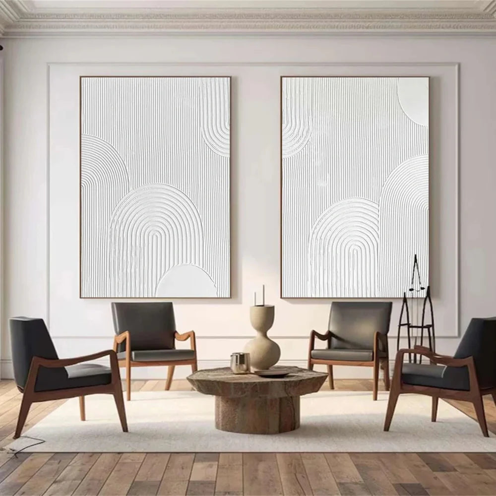 White Minimalist Textured Wall Art Set of 2 #WM023