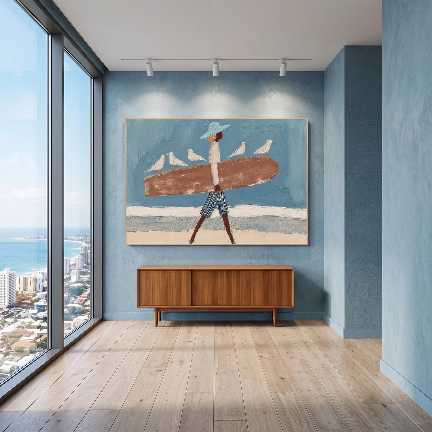 Surfing Sport Textured Canvas Painting #PB088