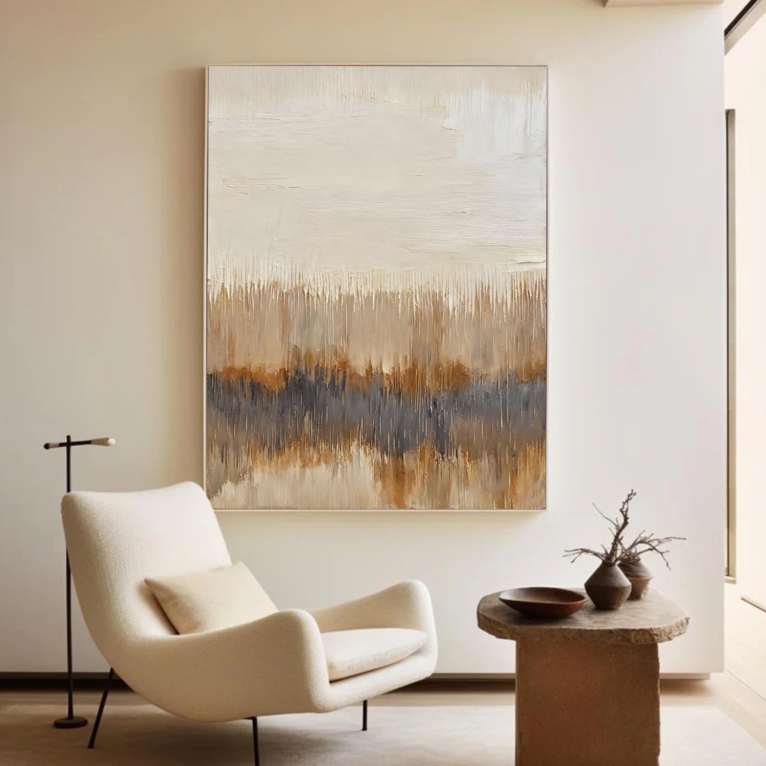 Beige and Brown Abstract Wall Art #VA200