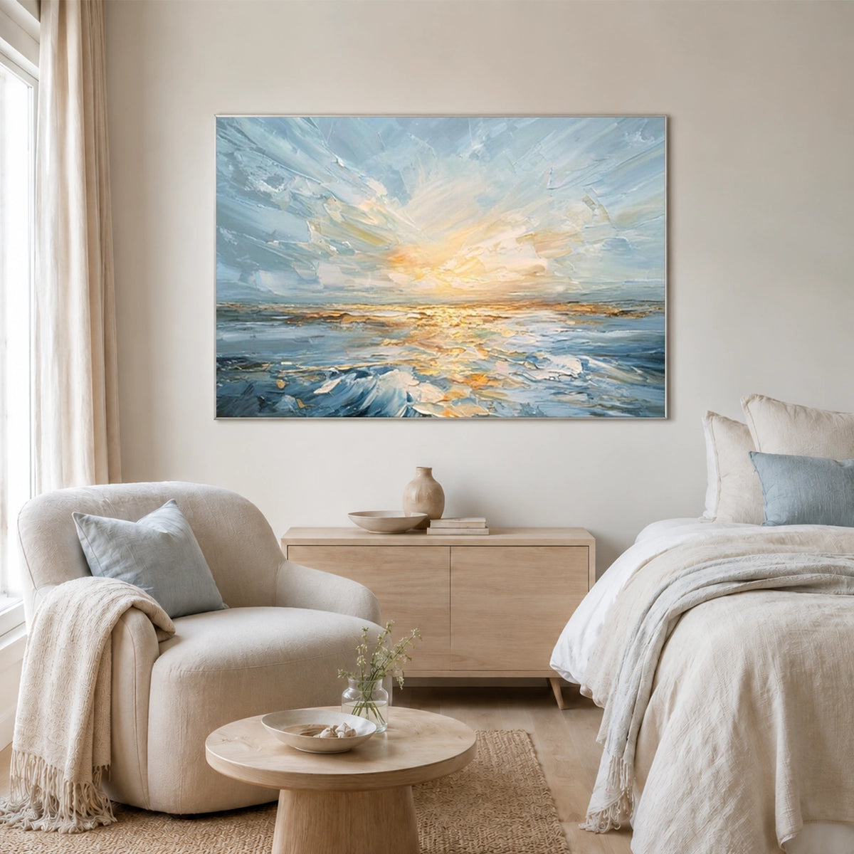Abstract Ocean And Sky Texture Canvas Art #OC235