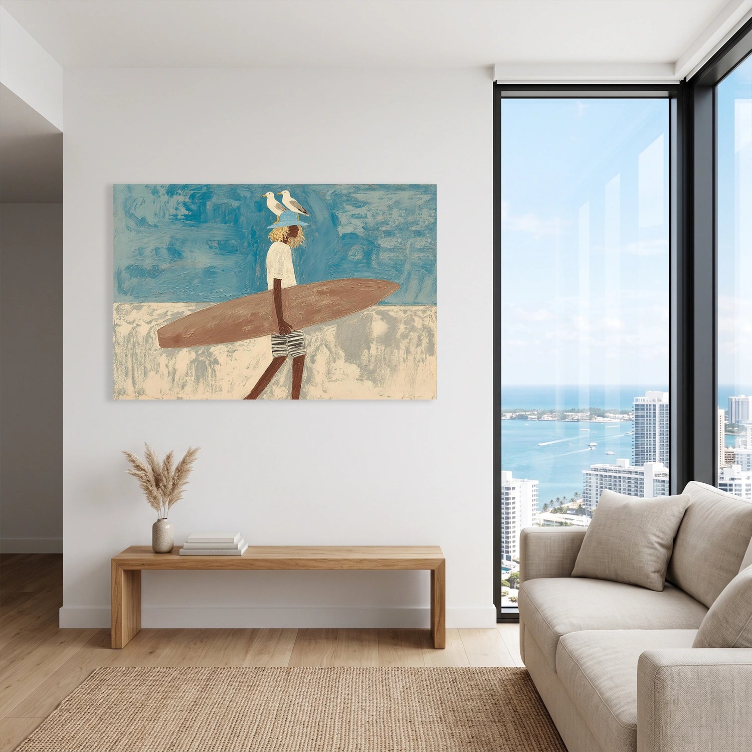 Surfing Sport Textured Canvas Painting #PB087