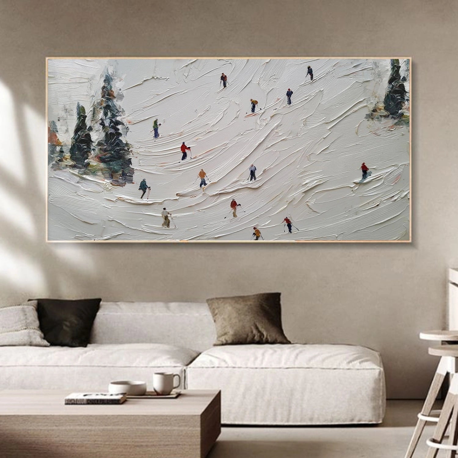 Skiing Sport Textured Canvas Painting #PB070