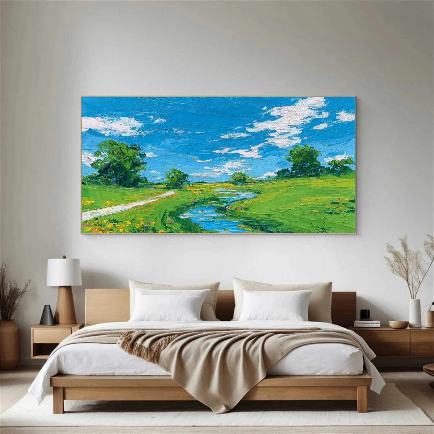 Abstract Ocean And Sky Textured Canvas Art #OC124