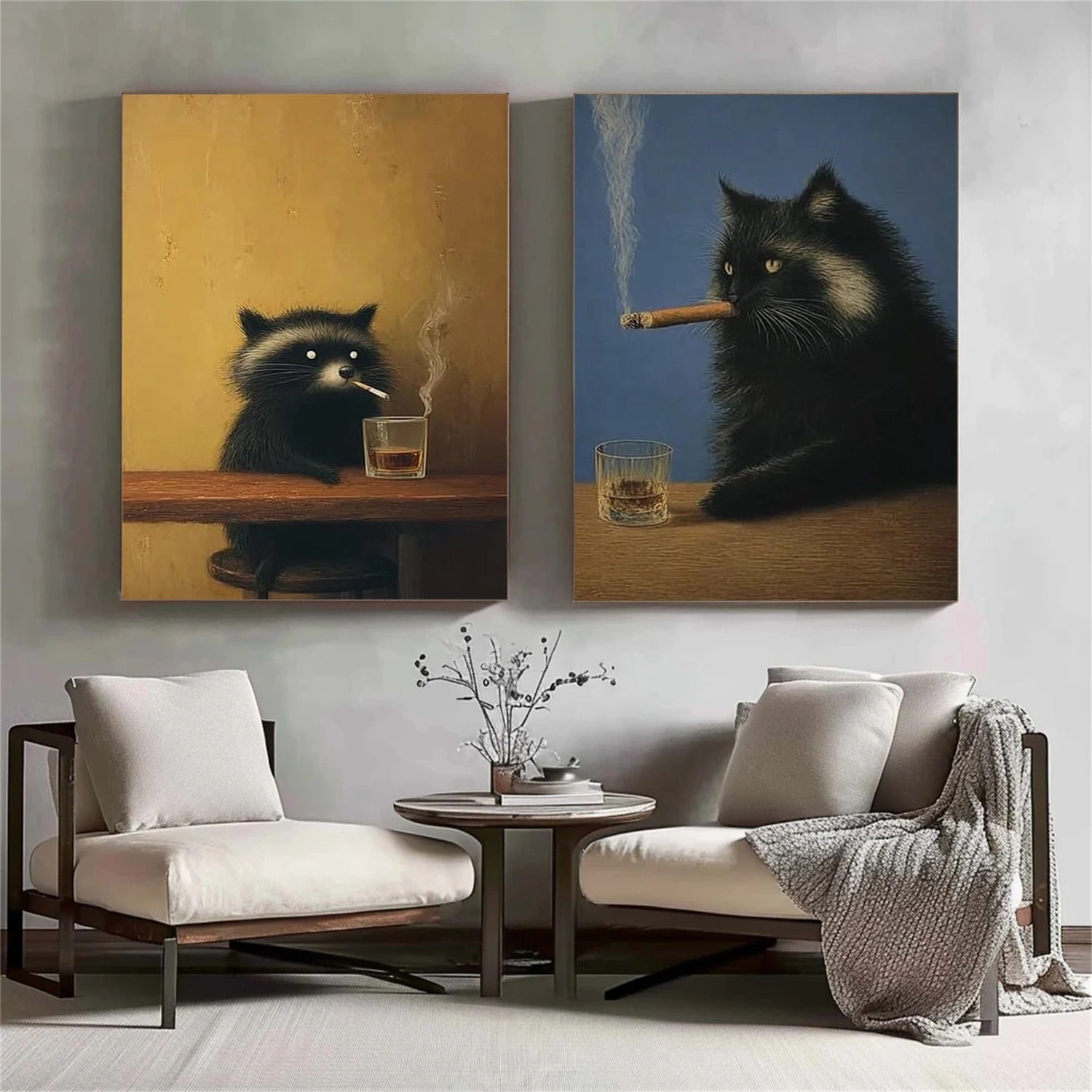 Abstract Animal Canvas Art Set of 2#DW143