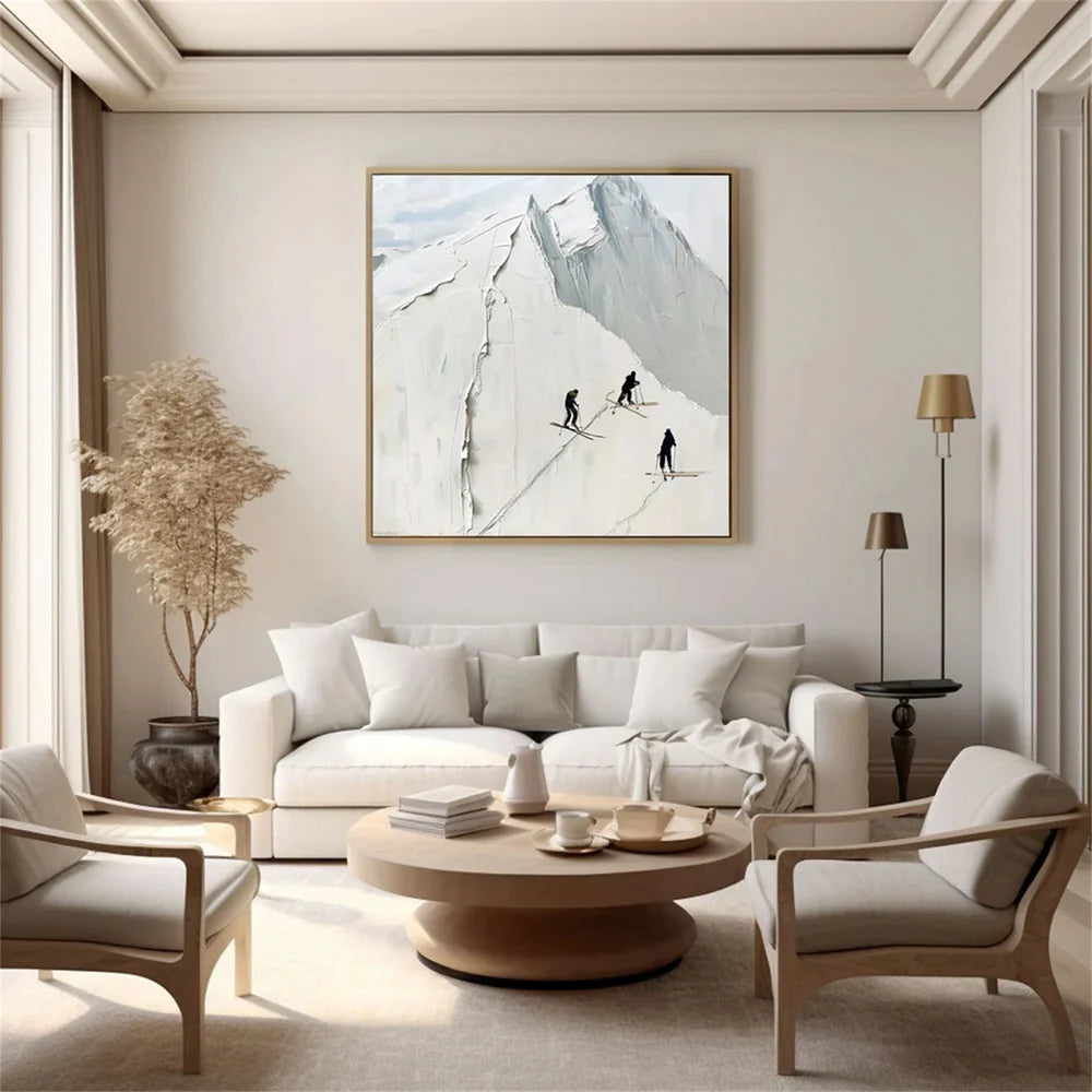 Skiing Sport Textured Canvas Painting #PB008