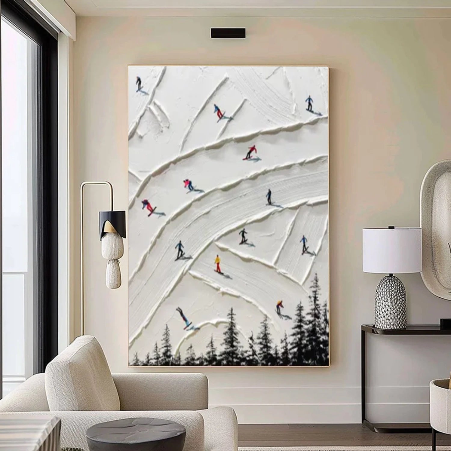 Skiing Sport Textured Canvas Painting #PB058