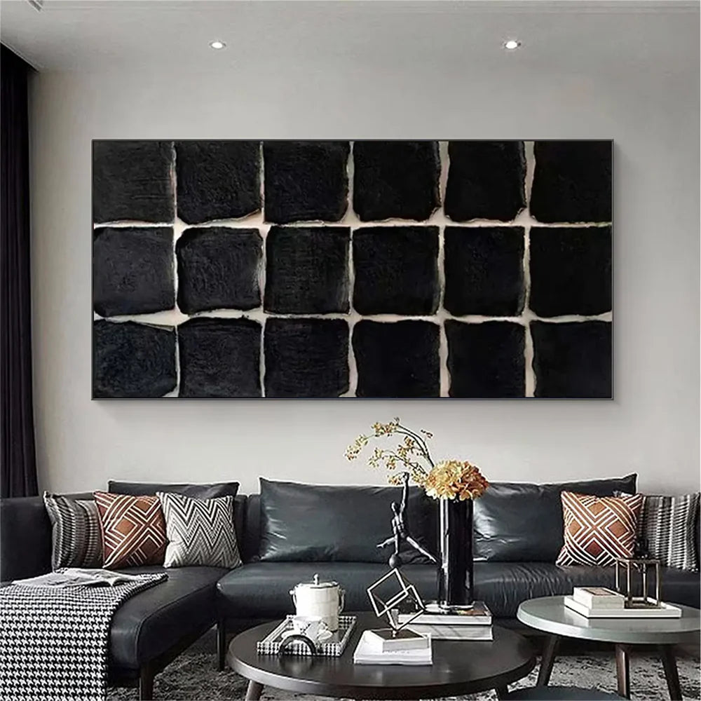 Black Minimalist Textured Canvas Art #WZ077