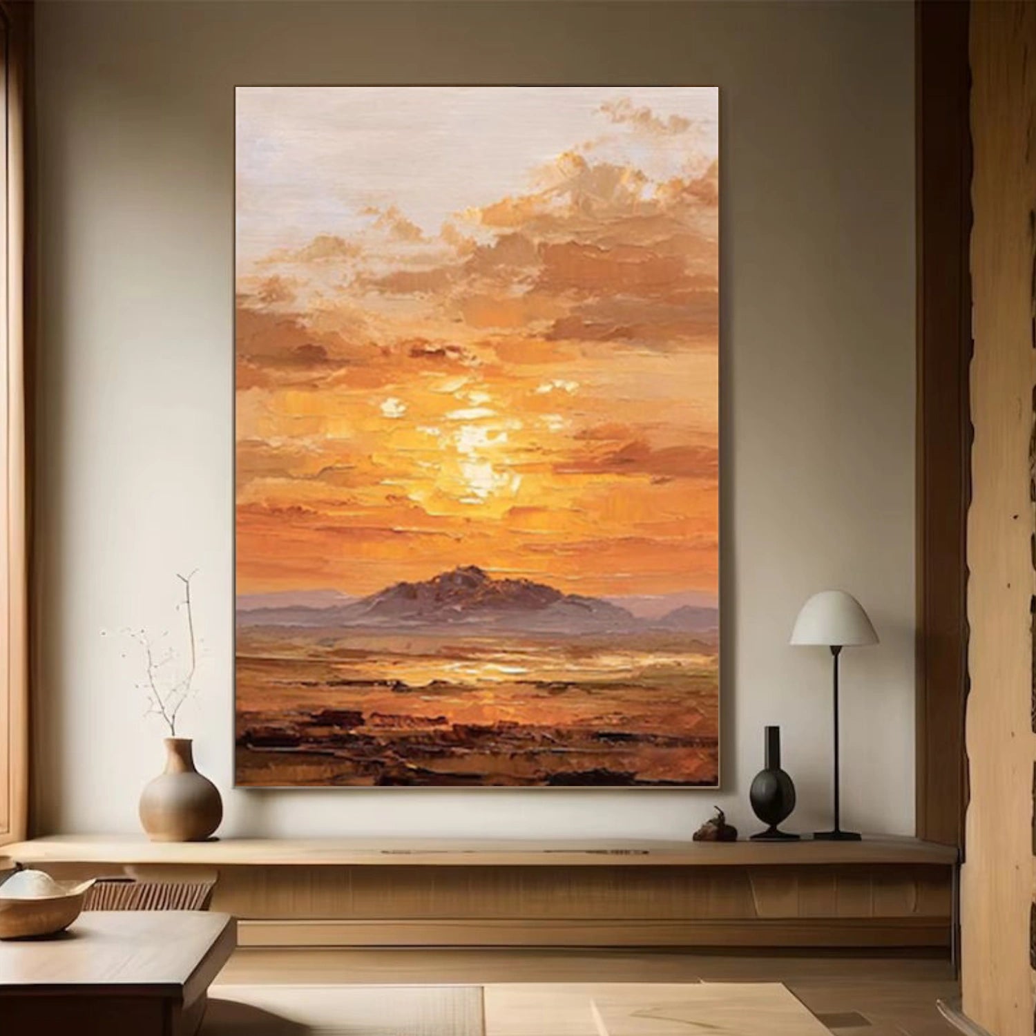 Abstract Ocean And Sky Textured Canvas Art #OC130