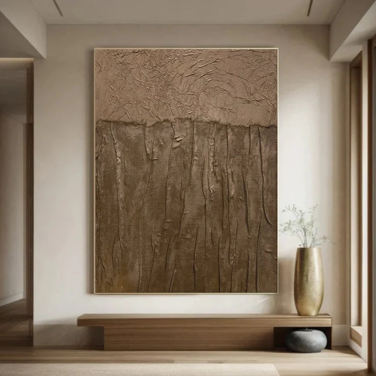 Brown Abstract Textured Wall Art #VA148