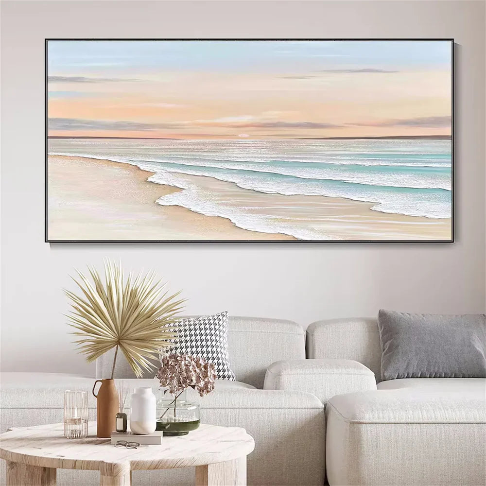 Abstract Ocean And Sky Textured Canvas Art #OC038