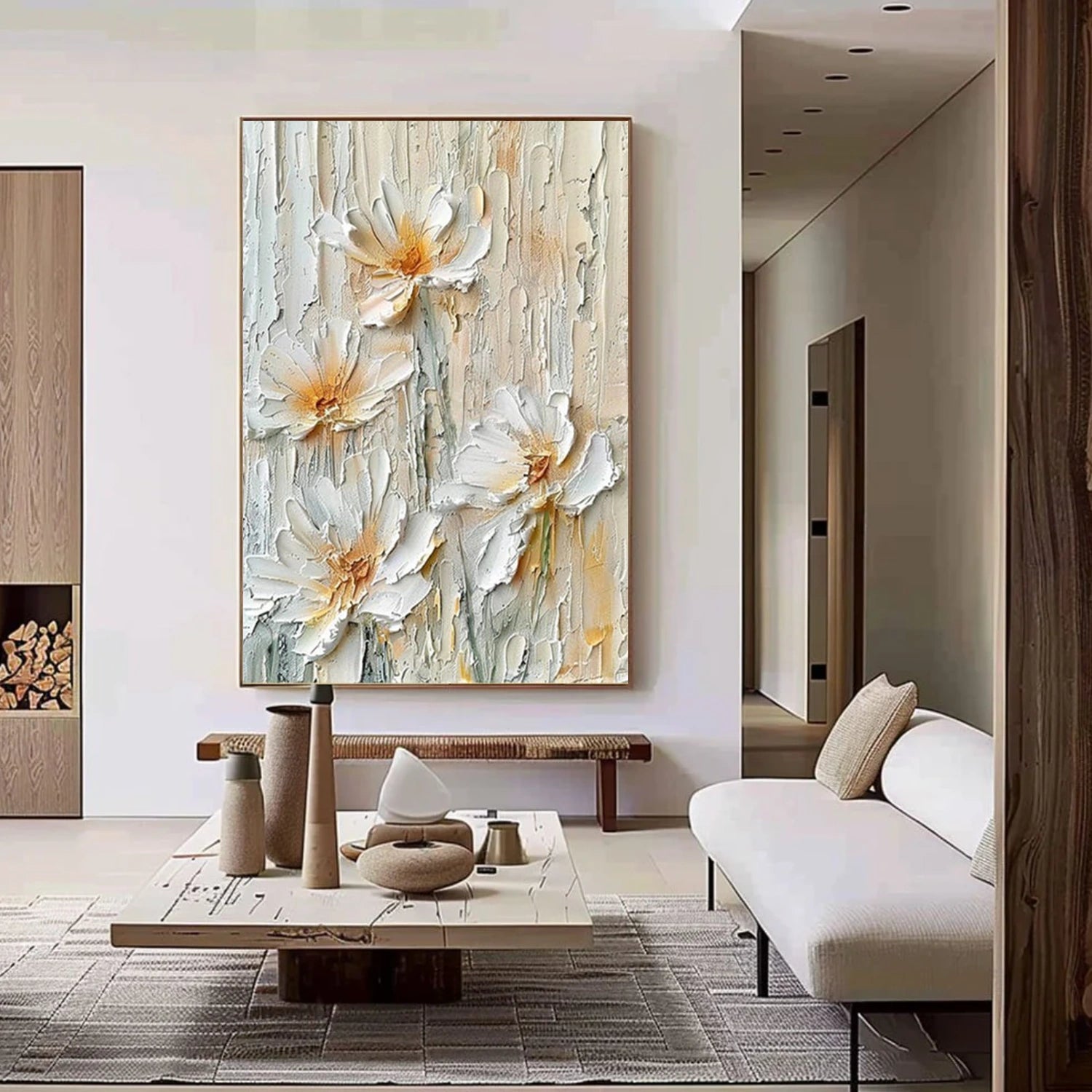 Abstract Flower And Tree Textured Canvas Art  #MF160