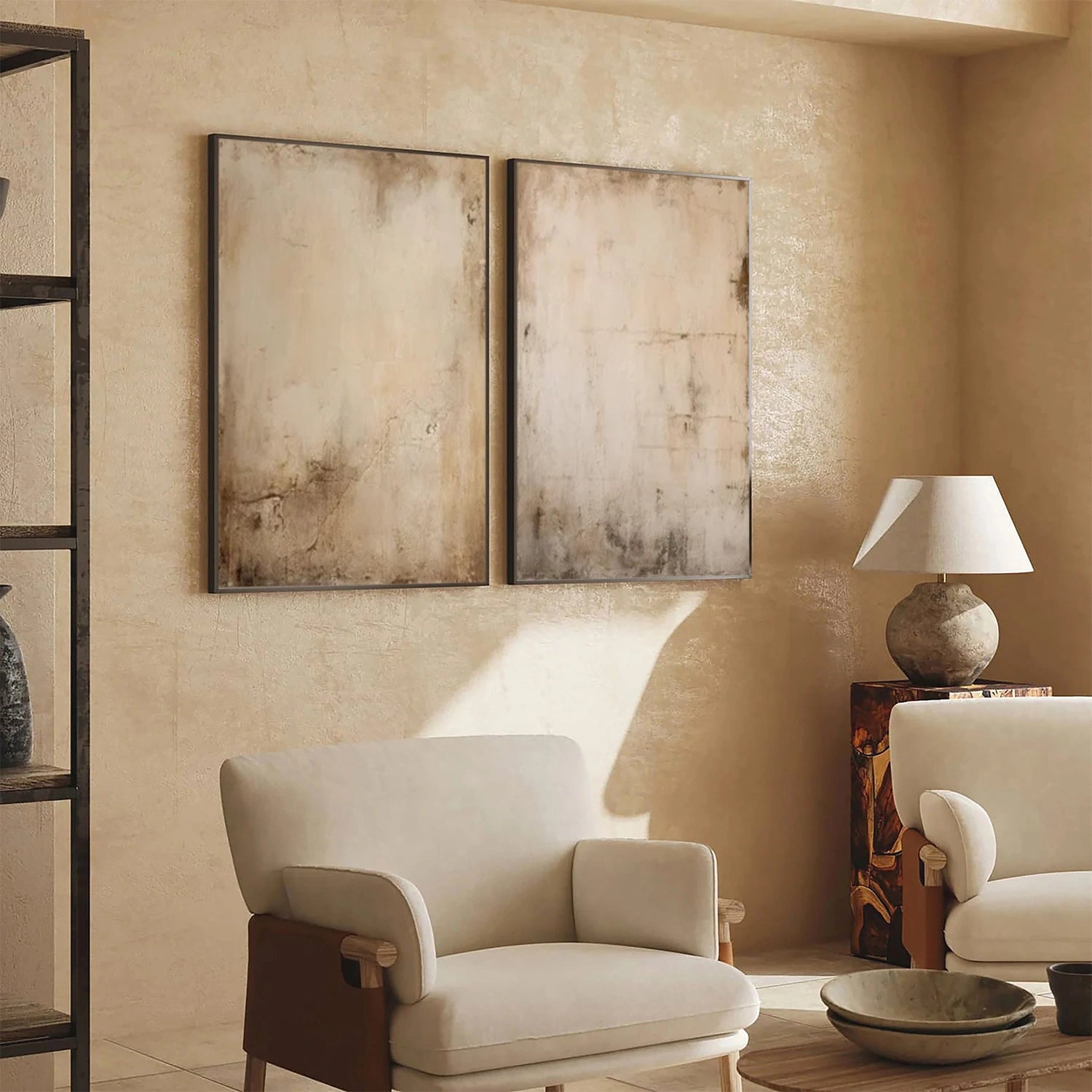 Beige and Brown Wabi Sabi Wall Art Set of 2 #VS156