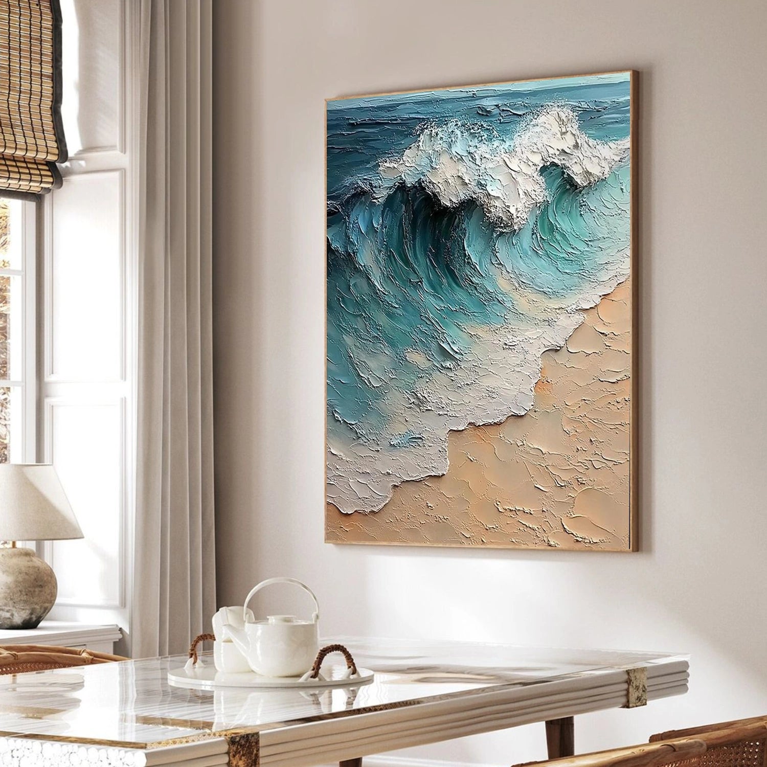 Abstract Ocean And Sky Textured Canvas Art #OC117