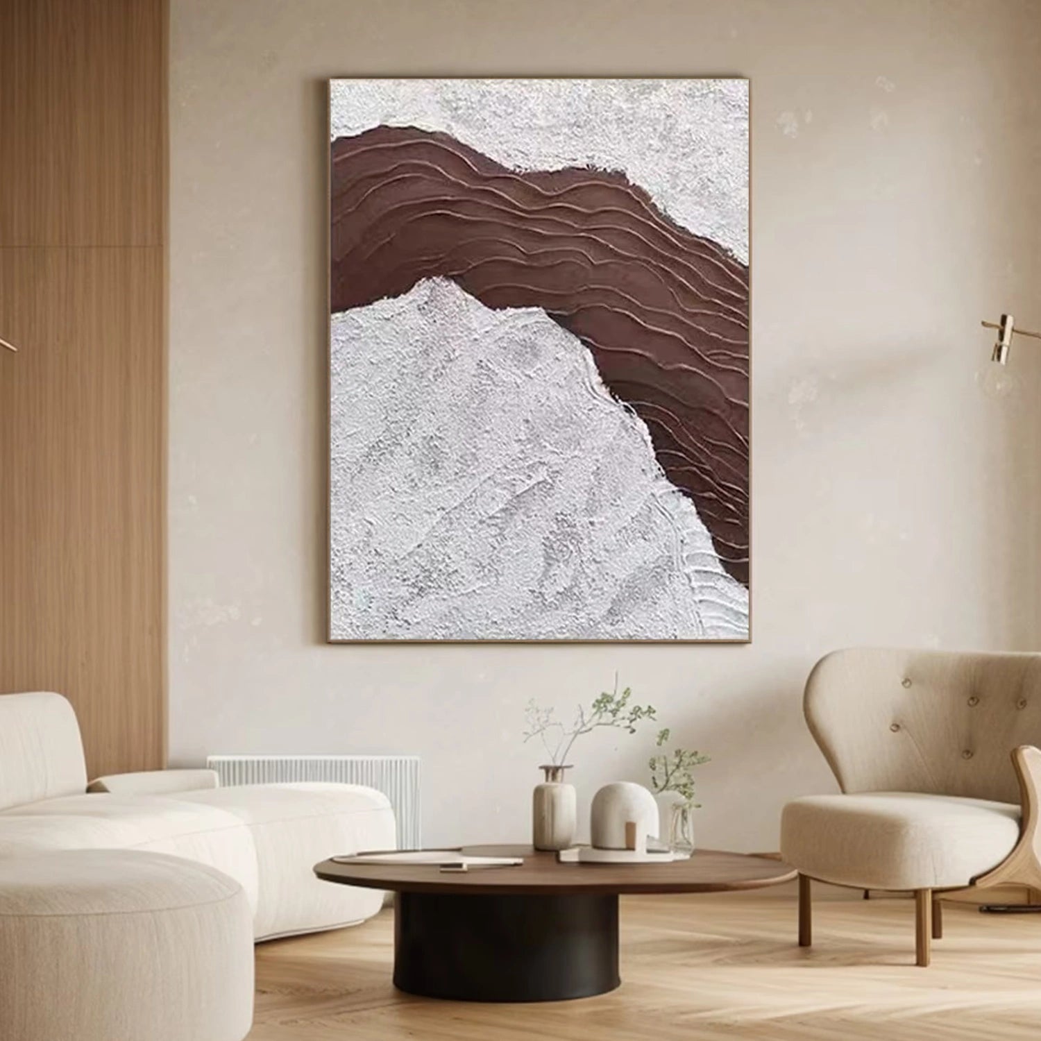 Brown Minimalist Textured Canvas Art  #WM110