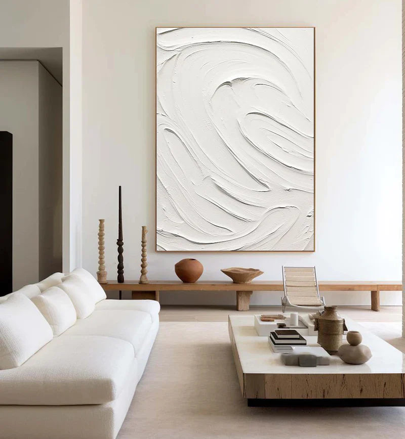 White Minimalist Textured Wall Art #WM029