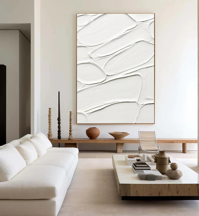 White Minimalist Textured Wall Art #WM028