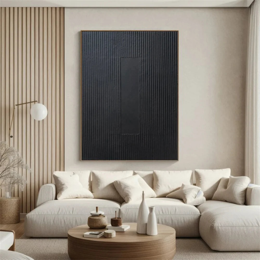 Black Minimalist Textured Canvas Art #WZ080