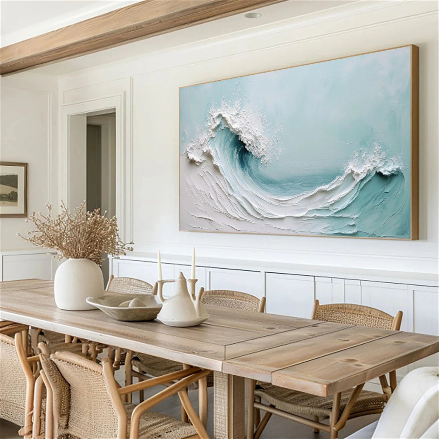 Minimalist Ocean And Sky Textured Canvas Art #OC103