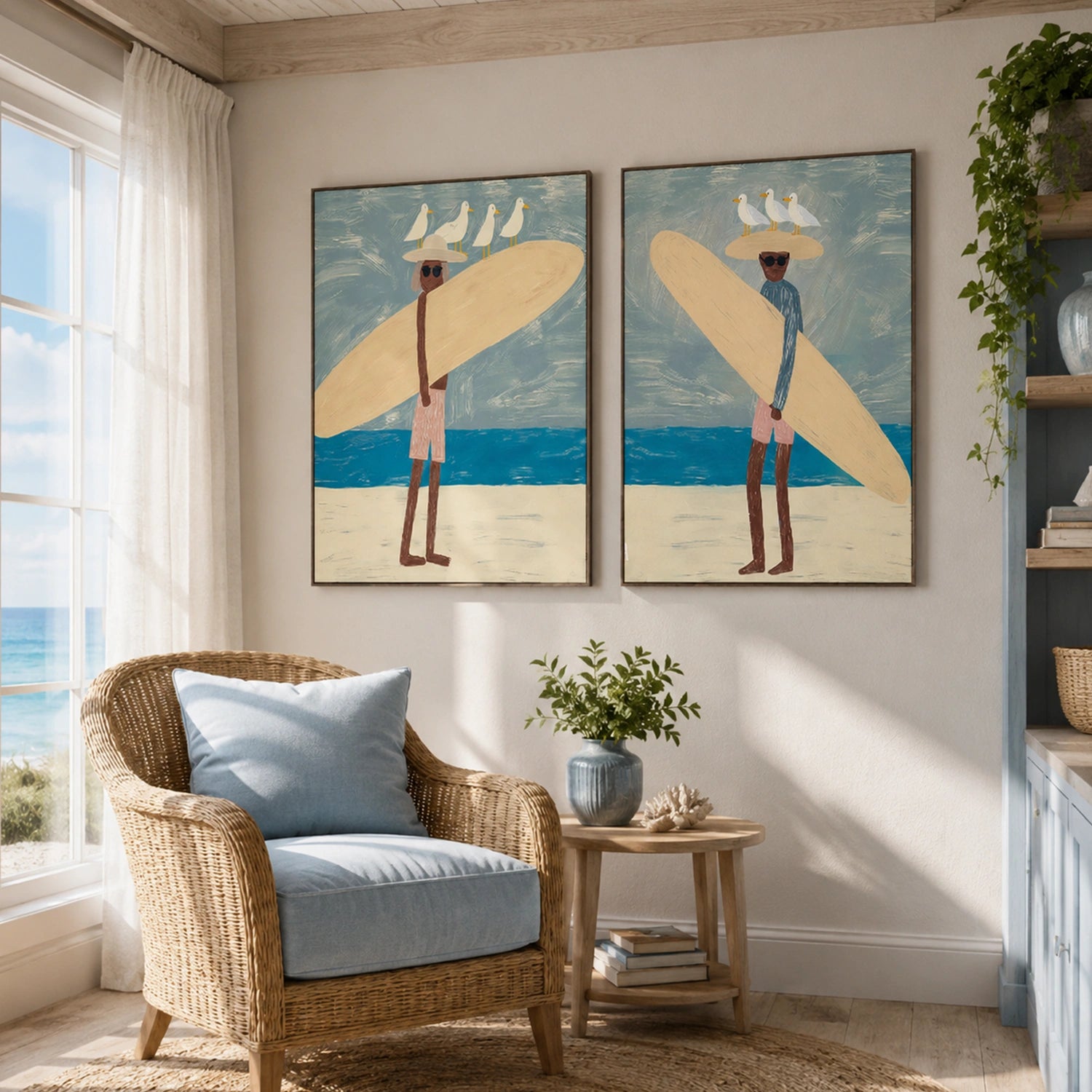 Surfing Sports Canvas Painting Set of 2 #PB092