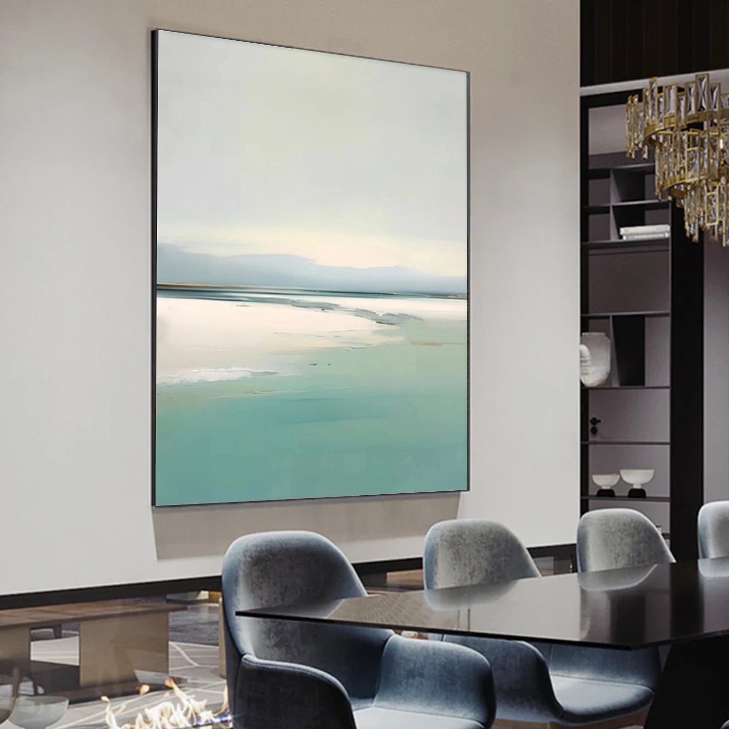 Abstract Ocean And Sky Canvas Art #OC146
