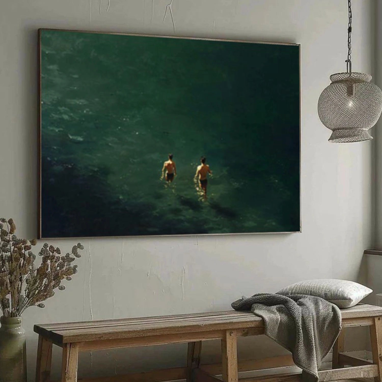 Green Minimalist Ocean And Sky Canvas Art #OC151